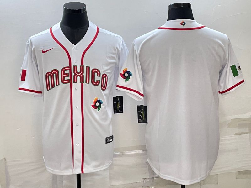 Men 2023 World Cub Mexico Blank White Nike MLB Jersey6